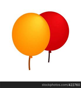 Yellow and red balloons isometric 3d icon. Single plain symbol on a white background. Yellow red balloons isometric 3d icon