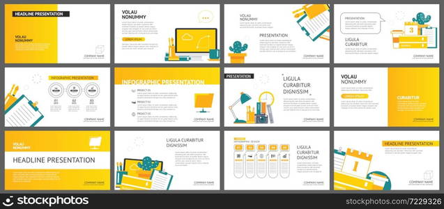 Yellow and white element for slide business office background. Presentation template. Use for annual report, flyer, corporate marketing, leaflet, advertising, brochure, modern style.