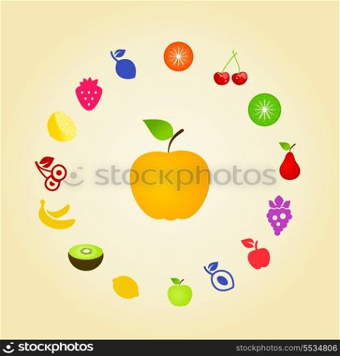 Yellow apple around fruit