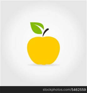Yellow apple on a grey background. A vector illustration
