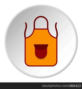 Yellow apron with red pocket icon in flat circle isolated on white background vector illustration for web. Yellow apron with red pocket icon circle