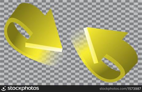 Yellow arrow 3D moving on checkered background vector illustration.