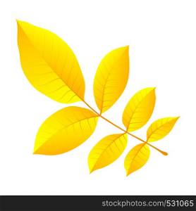 Yellow autumn leaf icon. Flat illustration of yellow autumn leaf vector icon for web design. Yellow autumn leaf icon, flat style