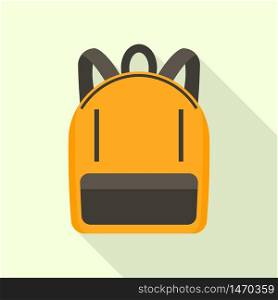 Yellow backpack icon. Flat illustration of yellow backpack vector icon for web design. Yellow backpack icon, flat style