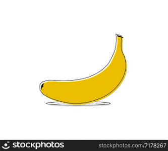 Yellow Banana in line style. Vintage Banana with shadow. Banana vector icon. Eps10. Yellow Banana in line style. Vintage Banana with shadow. Banana vector icon