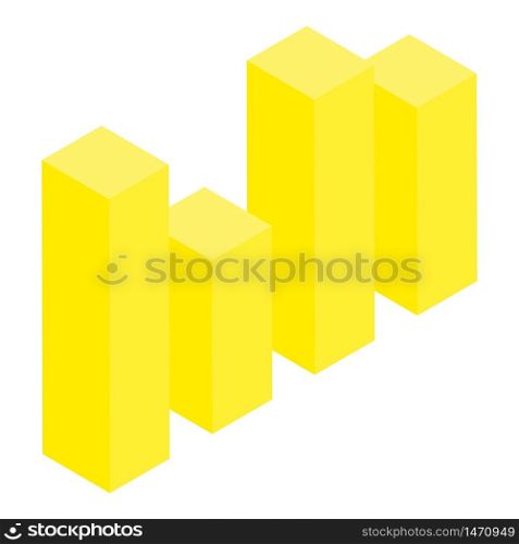 Yellow bar graph icon. Isometric of yellow bar graph vector icon for web design isolated on white background. Yellow bar graph icon, isometric style