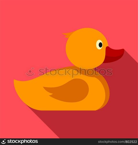 Yellow bath duck icon. Flat illustration of yellow bath duck vector icon for web design. Yellow bath duck icon, flat style