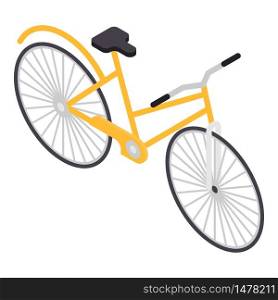 Yellow bicycle icon. Isometric of yellow bicycle vector icon for web design isolated on white background. Yellow bicycle icon, isometric style