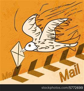 yellow bird illustration letter. vector
