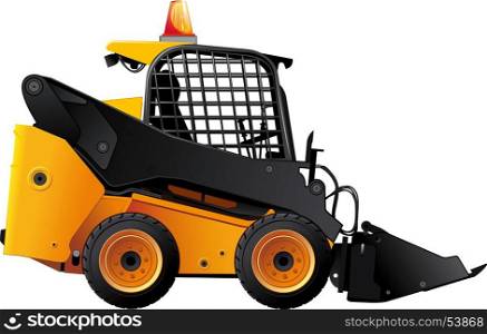 Yellow-black Mini bulldozer with protected windows and flashing lights