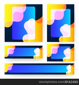 yellow blue fluid pattern banner templates set