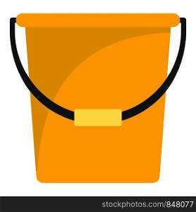 Yellow bucket icon. Flat illustration of yellow bucket vector icon for web design. Yellow bucket icon, flat style