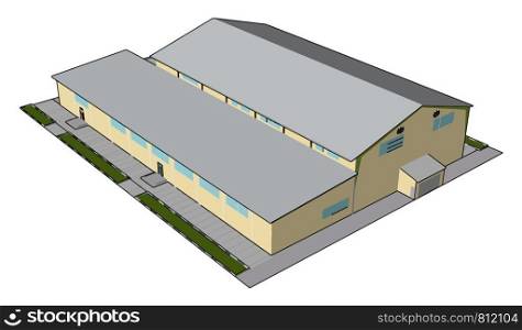 Yellow building, illustration, vector on white background.