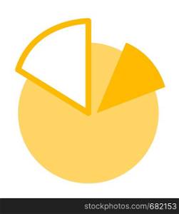 Yellow business pie chart vector cartoon illustration isolated on white background.. Business pie chart vector cartoon illustration.