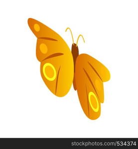 Yellow butterfly icon in isometric 3d style on a white background. Yellow butterfly icon, isometric 3d style