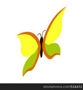 Yellow butterfly icon in isometric 3d style on a white background. Yellow butterfly icon, isometric 3d style