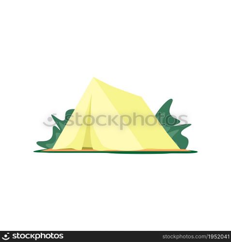 Yellow camping tent for camping for a trip to nature. Tent isolated on a white background.