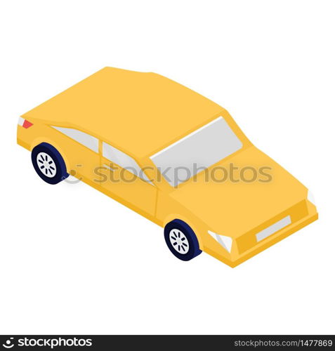 Yellow car icon. Isometric of yellow car vector icon for web design isolated on white background. Yellow car icon, isometric style