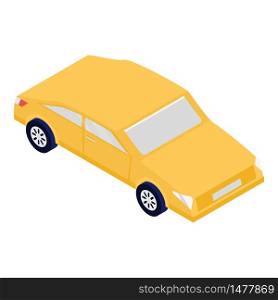 Yellow car icon. Isometric of yellow car vector icon for web design isolated on white background. Yellow car icon, isometric style