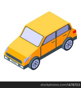 Yellow car icon. Isometric of yellow car vector icon for web design isolated on white background. Yellow car icon, isometric style