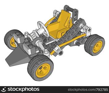 Yellow car, illustration, vector on white background.