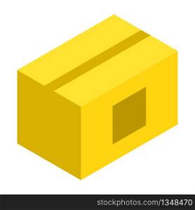 Yellow carton box icon. Isometric of yellow carton box vector icon for web design isolated on white background. Yellow carton box icon, isometric style