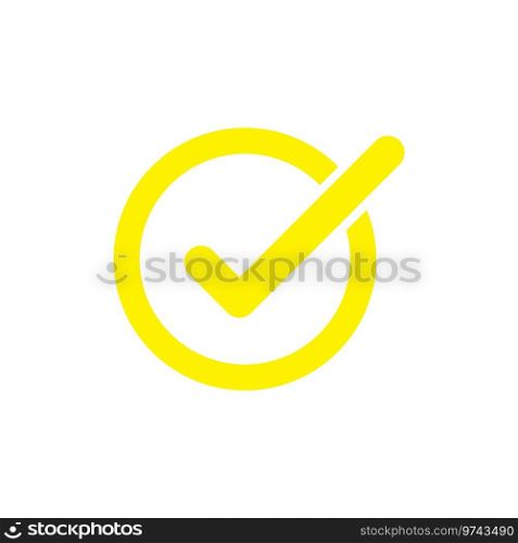 Yellow check mark icon or logo Royalty Free Vector Image