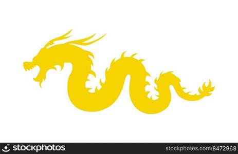 Yellow Chinese dragon semi flat color vector object. Eastern ornate element. Full sized item on white. Oriental culture simple cartoon style illustration for web graphic design and animation. Yellow Chinese dragon semi flat color vector object