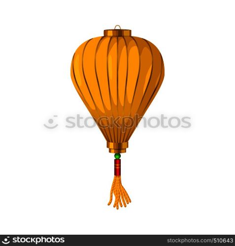 Yellow chinese paper lantern icon in cartoon style on a white background . Yellow chinese paper lantern icon, cartoon style