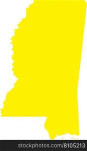 YELLOW CMYK color map of MISSISSIPPI, USA