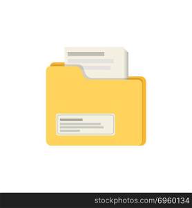Yellow color folder with files icon vector flat illustration des. Yellow folder with files icon vector flat illustration design. Isolated on white white background.