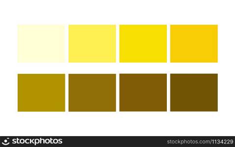 Yellow Color template collection Shade and Ligths palette for cartoon design. Template to pick color swatches.