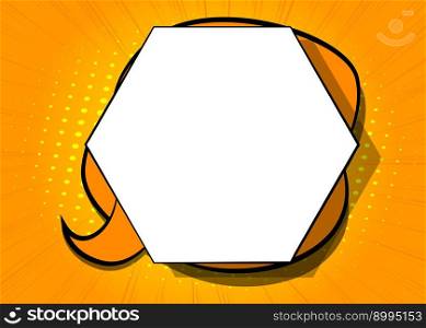 Yellow Comic Book Background with blank Hexagonal shape. Abstract Pop Art Vector Illustration.