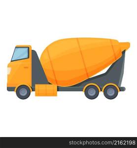 Yellow concrete truck icon cartoon vector. Cement mixer. Construction machine. Yellow concrete truck icon cartoon vector. Cement mixer