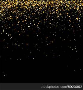 Yellow Confetti Isolated on Black Background. Abstract Gold Parts.. Yellow Confetti Isolated