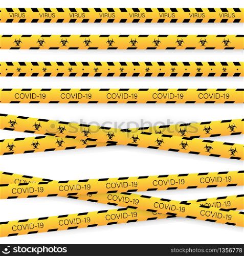 Yellow coronavirus lines. Sign caution coronavirus. Danger symbol. Coronavirus prevention. Vector stock illustration. Yellow coronavirus lines. Sign caution coronavirus. Danger symbol. Coronavirus prevention. Vector stock illustration.