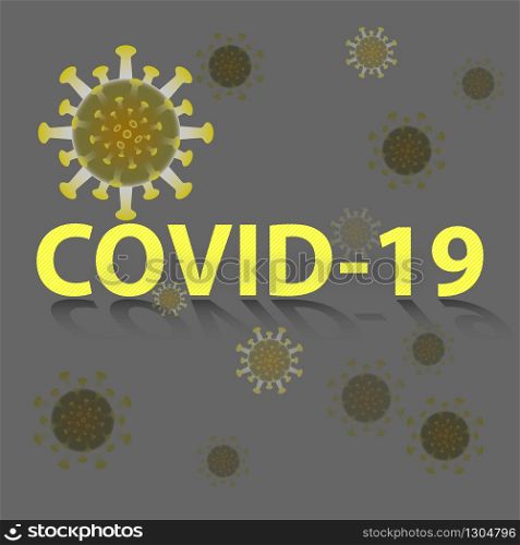 Yellow coronavirus molecule abstract background, stock vector