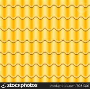 Yellow Corrugated Tile Vector. Seamless Pattern. Classic Ceramic Tiles Cover. Fragment Of Roof Illustration.. Corrugated Tile Vector. Element Of Roof. Seamless Pattern. Ceramic Tiles. Fragment Of Roof Illustration.