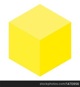 Yellow cube icon. Isometric of yellow cube vector icon for web design isolated on white background. Yellow cube icon, isometric style