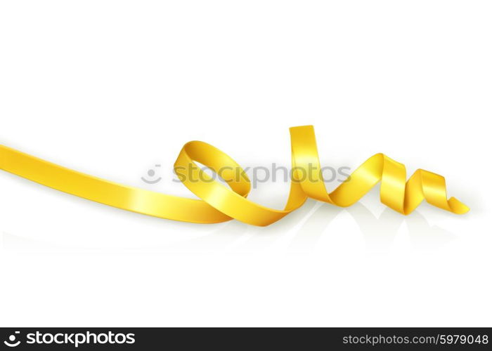Yellow curled ribbon party, vector
