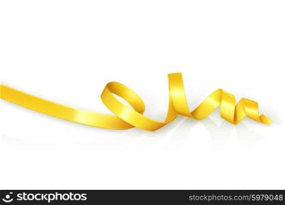 Yellow curled ribbon party, vector