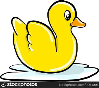 Yellow cute duck, illustration, vector on white background