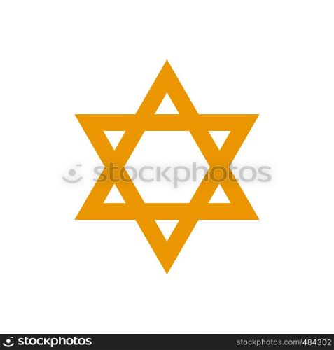 Yellow david star flat icon isolated on white background. David star flat icon