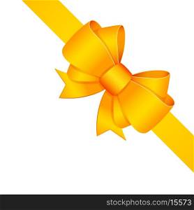 Yellow decorative bow with ribbon isolated vector illustration
