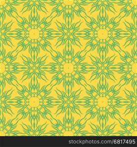 Yellow Decorative Retro Seamless Pattern. Ornamental Yellow Background. Yellow Decorative Retro Seamless Pattern.