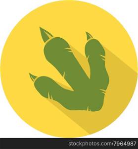 Yellow Dinosaur Footprint Circle Flat Design Icon