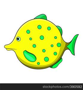 Yellow dotted fish icon. Cartoon illustration of yellow dotted fish vector icon for web. Yellow dotted fish icon, cartoon style