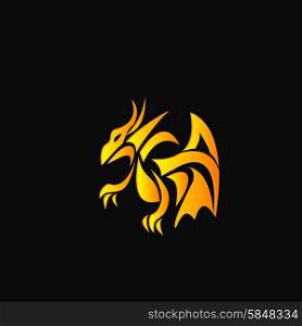 yellow dragon on a black background