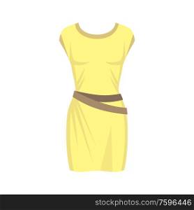 Yellow dress isolated on a white background. Fashion women clothes. Vector flat illustration