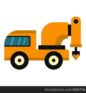 Yellow drilling machine icon flat isolated on white background vector illustration. Yellow drilling machine icon isolated